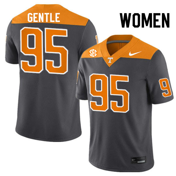 Women #95 Carson Gentle Tennessee Volunteers College Football Jerseys Stitched-Anthracite